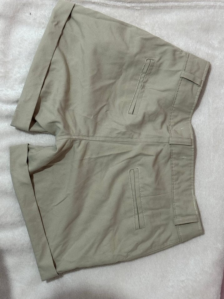 Office siren Bej Mini Kadın Şort Pamuk Kumaş - Görsel 2