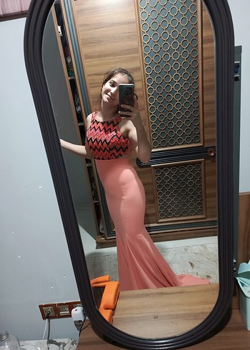 Abiye Pembe Uzun Drapeli Abiye Elbise