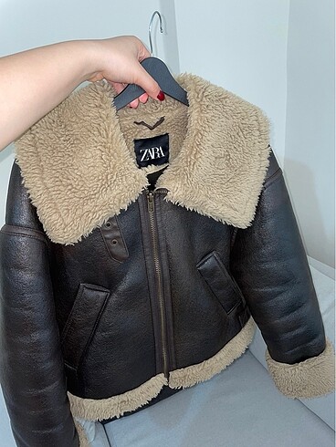 Zara kürklü deri mont