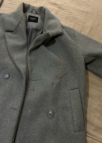 Gri Midi Erkek Palto Şeffaf Detaylı - Görsel 6