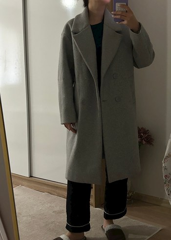 Gri Midi Erkek Palto Şeffaf Detaylı - Görsel 4