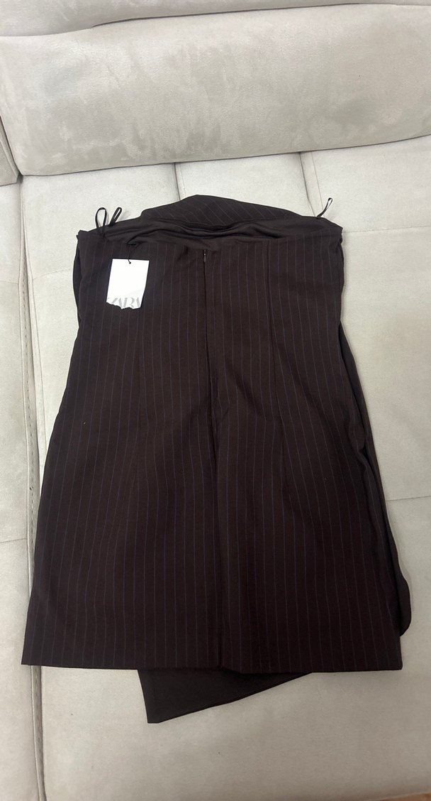 ZARA / 
Kahverengi Piliseli Midi elbise - Görsel 4