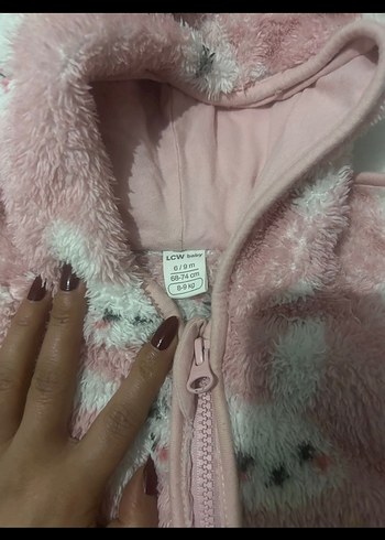 Kız Bebek Kapüşonlu Pembe Kürklü Takım - Görsel 3