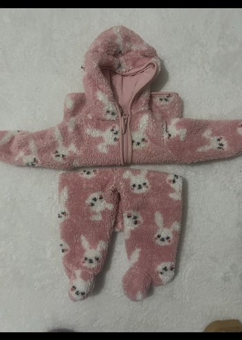 Kız Bebek Kapüşonlu Pembe Kürklü Takım - Görsel 2