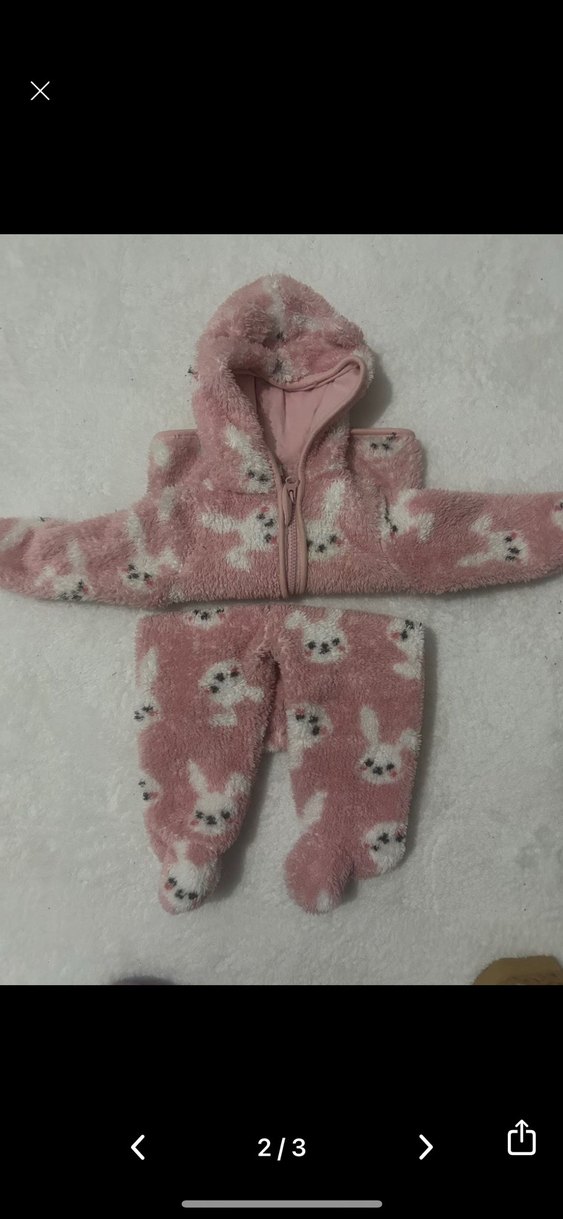 Kız Bebek Kapüşonlu Pembe Kürklü Takım - Görsel 2