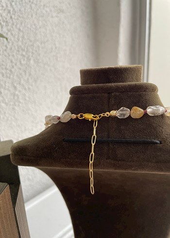 Altın rutil inci aralar garnet Kolye - Görsel 5