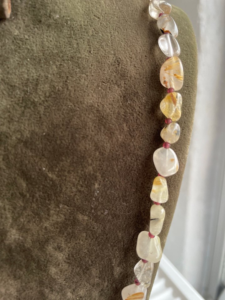 Altın rutil inci aralar garnet Kolye - Görsel 3