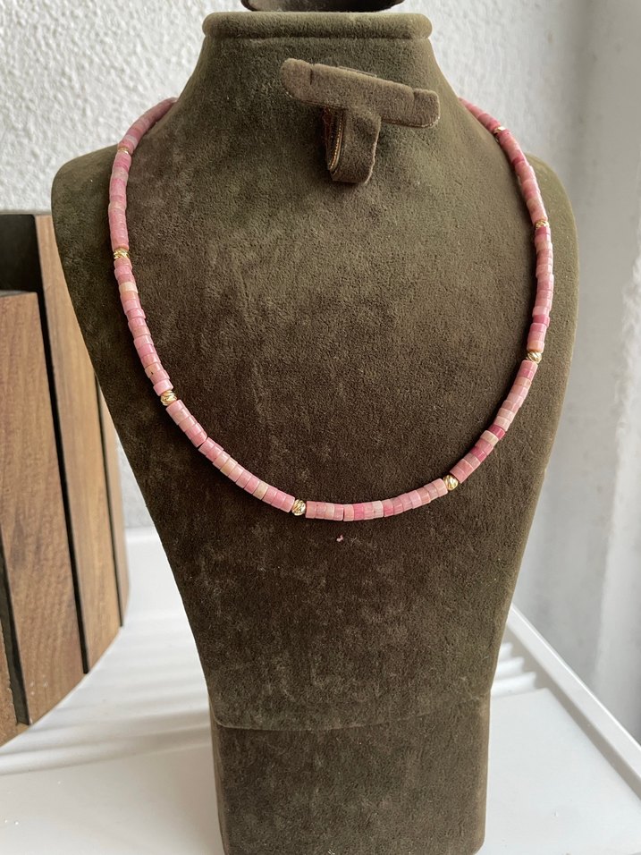 Pembe opal doğaltaş Kolye - Görsel 2