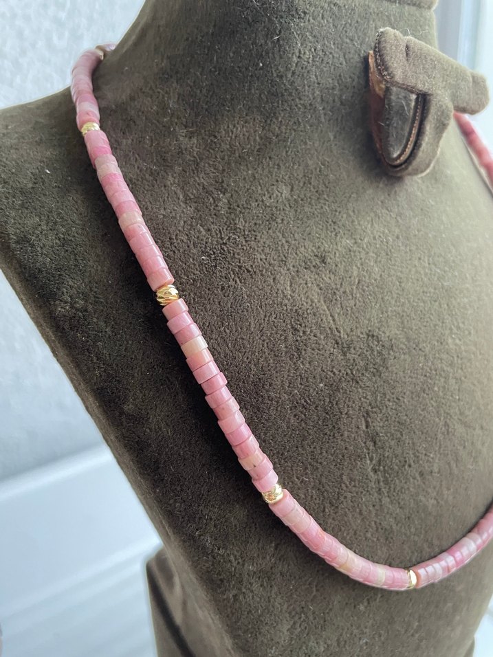 Pembe opal doğaltaş Kolye - Görsel 4