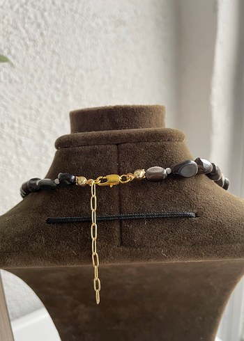 Silver obsidyen kolye Kadın Kolye - Görsel 5