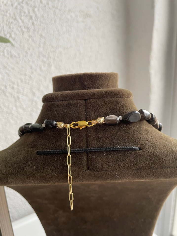 Silver obsidyen kolye Kadın Kolye - Görsel 5