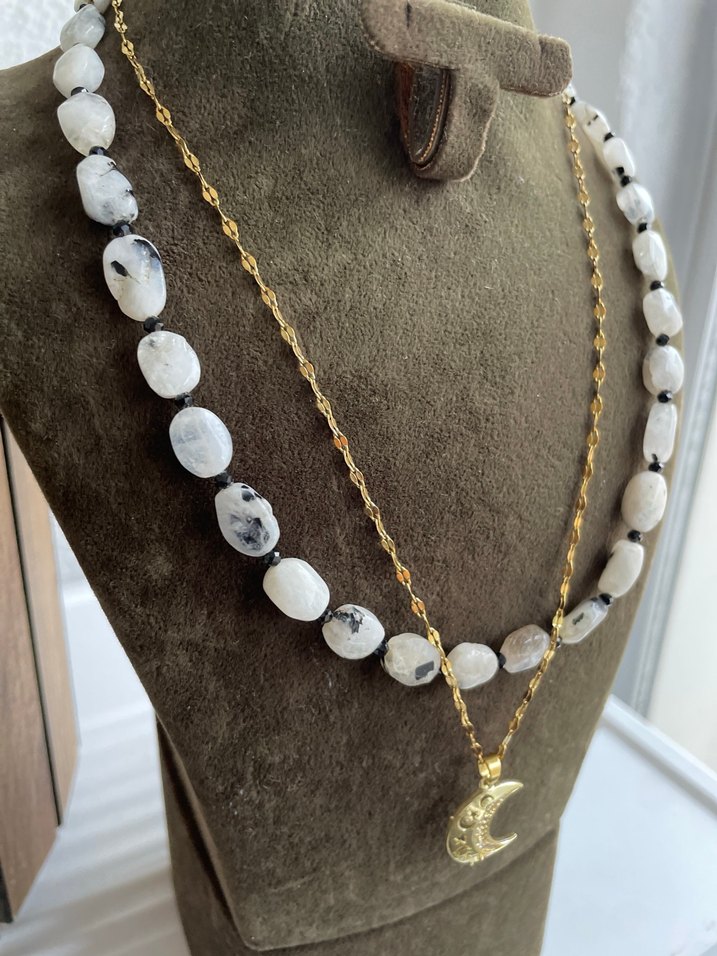 Lapis lazuli çelik ikili Kolye - Görsel 2