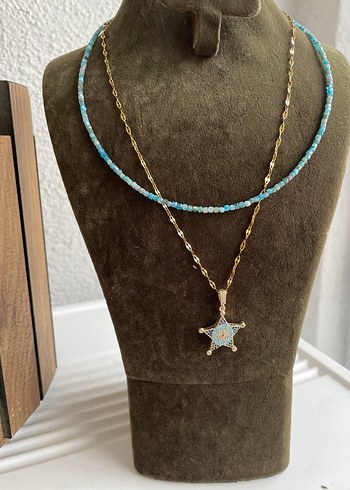 Apatit çelik ikili Kadın Kolye - Görsel 2