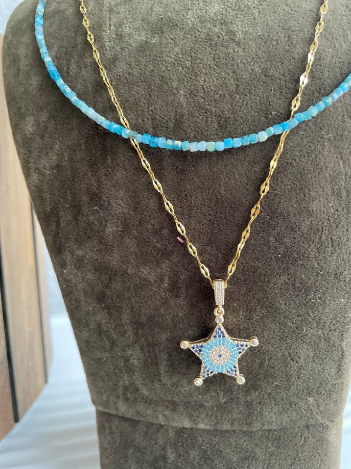 Apatit çelik ikili Kadın Kolye - Görsel 3