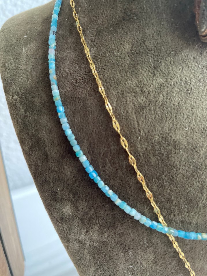 Apatit çelik ikili Kadın Kolye - Görsel 4