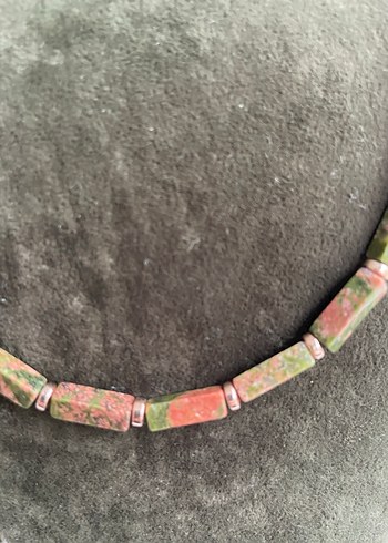 Unakit hematit doğaltaş kolye - Görsel 3