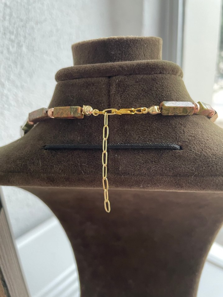 Unakit hematit doğaltaş kolye - Görsel 4