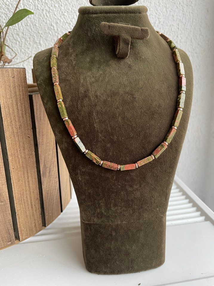 Unakit hematit doğaltaş kolye - Görsel 2