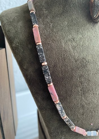 Rodonit hematit doğaltaş kolye - Görsel 3