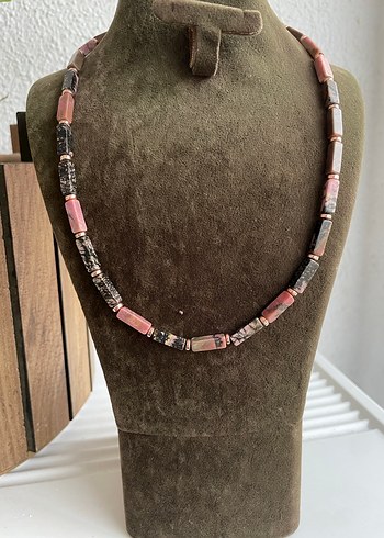 Rodonit hematit doğaltaş kolye - Görsel 4