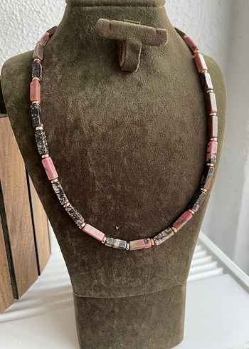 Rodonit hematit doğaltaş kolye - Görsel 2