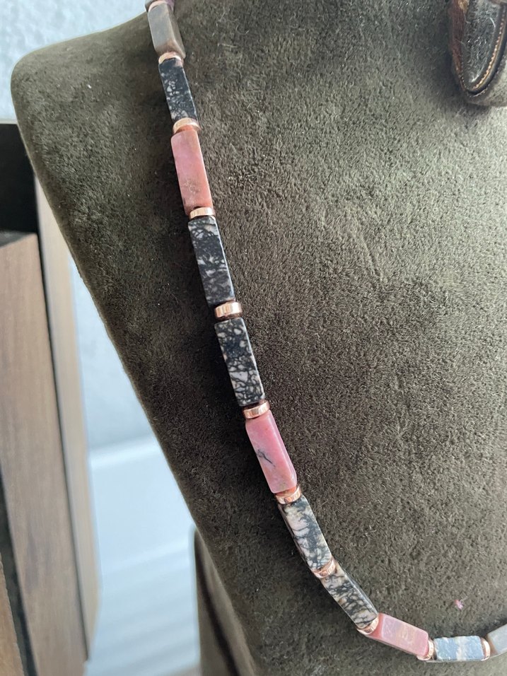 Rodonit hematit doğaltaş kolye - Görsel 3