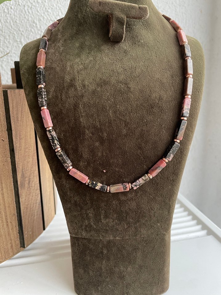 Rodonit hematit doğaltaş kolye - Görsel 4