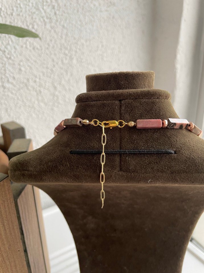 Rodonit hematit doğaltaş kolye - Görsel 5