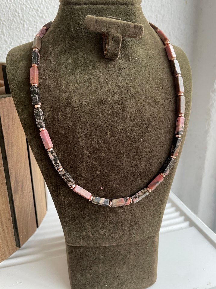 Rodonit hematit doğaltaş kolye - Görsel 2