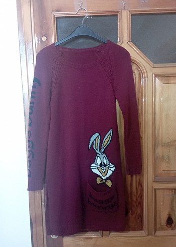 Bordo Rahat Kesim Triko Hamile Elbisesi