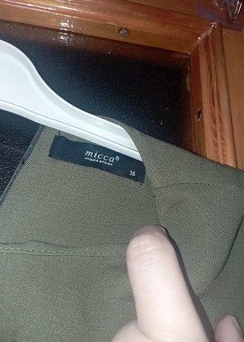 38 Beden haki Renk Düğmeli Uzun Kollu Haki Bohem Tunik