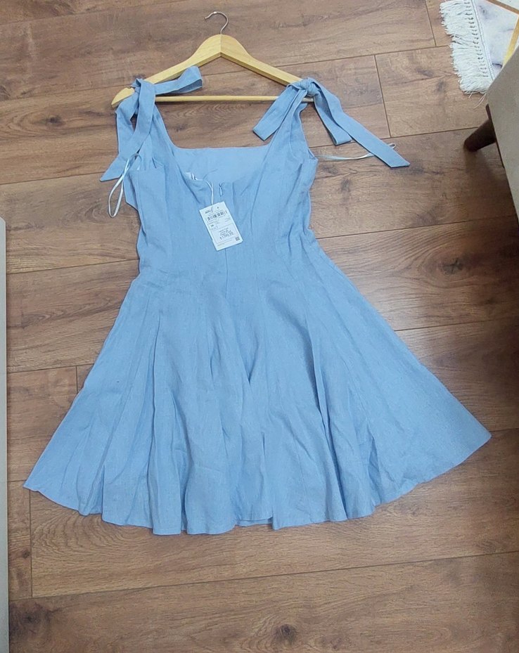 Mavi Askılı Koton Elbise - Görsel 2