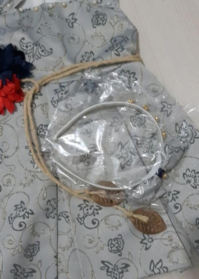 Gri Jakarlı Kız Çocuk Elbisesi - Görsel 2