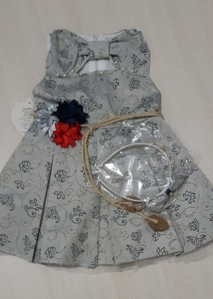 Gri Jakarlı Kız Çocuk Elbisesi - Görsel 3
