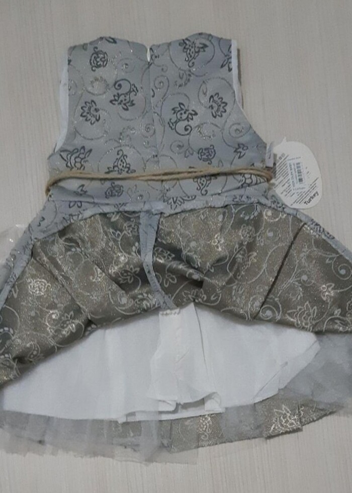 Gri Jakarlı Kız Çocuk Elbisesi - Görsel 4