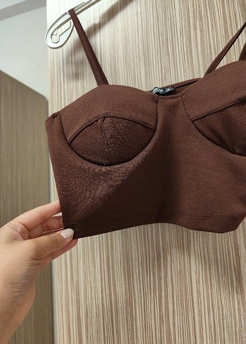 m Beden Kahverengi Mini Straplez Büstiyer
