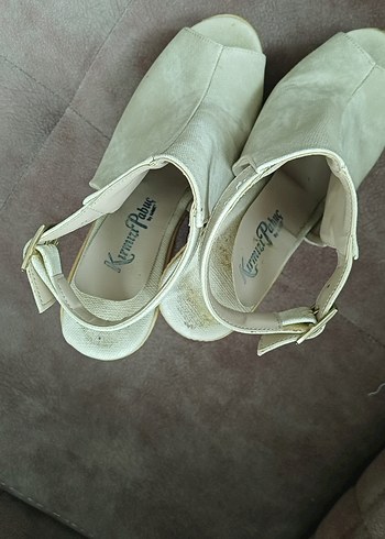 Bej Süet Kadın Platform Topuklu Ayakkabı - Görsel 6