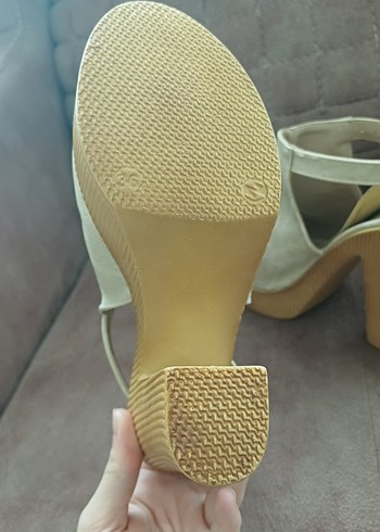 Bej Süet Kadın Platform Topuklu Ayakkabı - Görsel 4