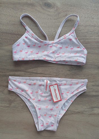 Kız Çocuk Pembe Flamingo Desenli Bikini