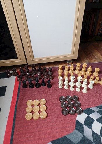 Klasik Ahşap Satranç ve Dama Seti