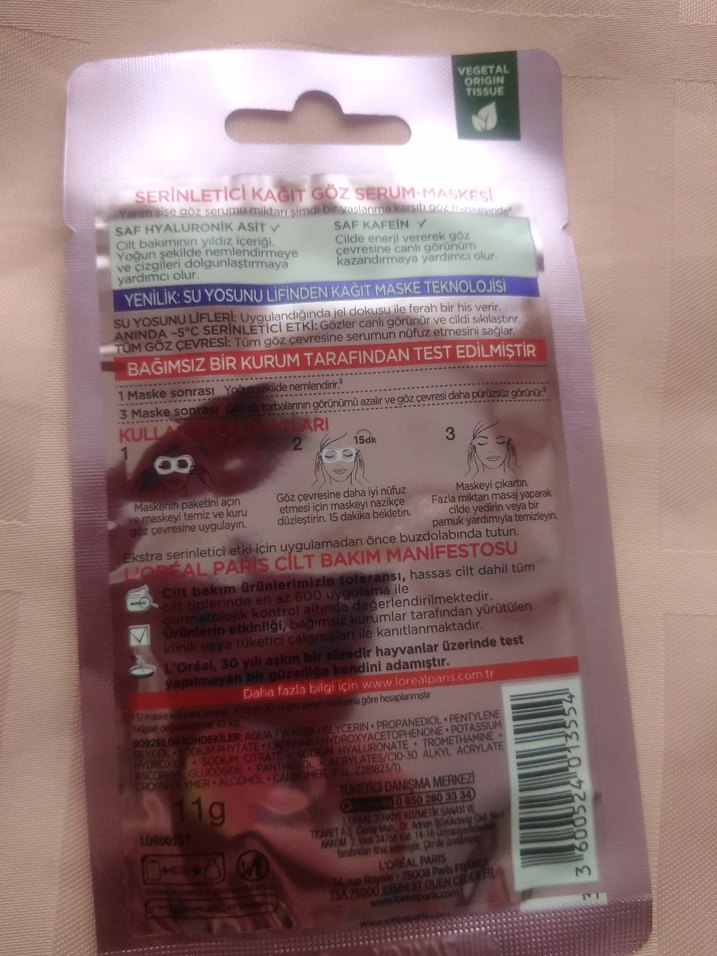 Loreal kağıt göz maskesi sıfır ürün - Görsel 2