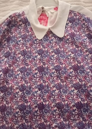 Mor Baskılı şifon Kadın Gömlek bluz - Görsel 2