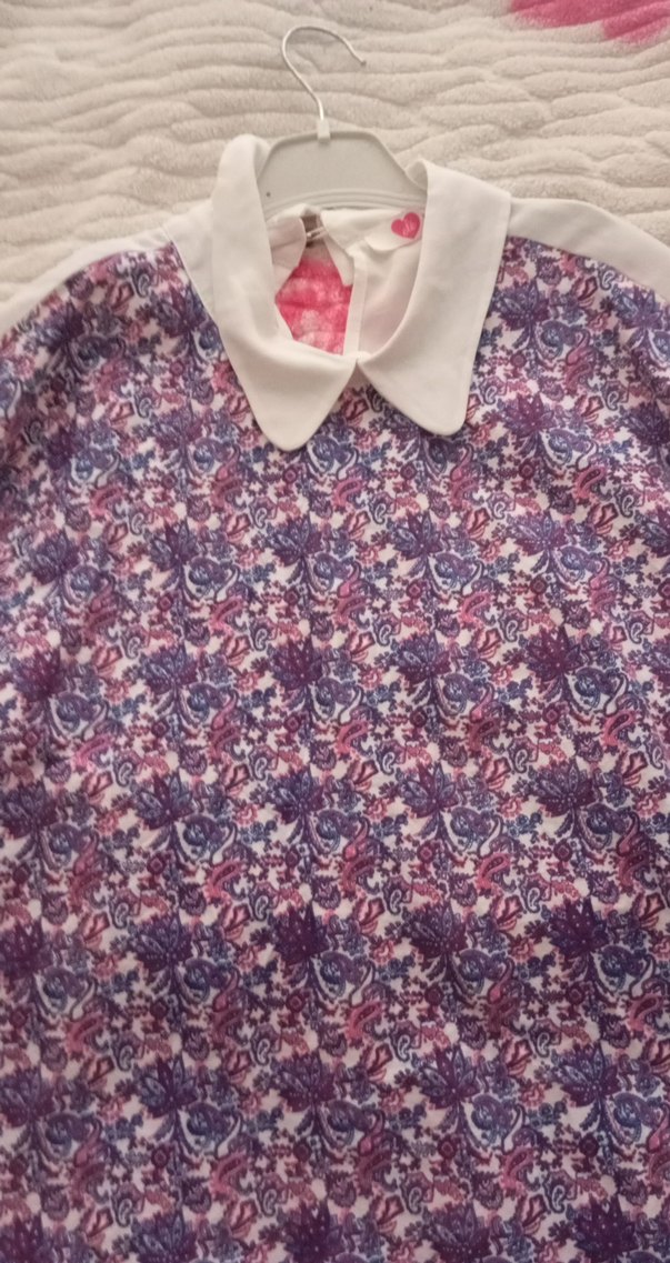 Mor Baskılı şifon Kadın Gömlek bluz - Görsel 2