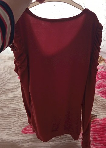 kiremit Uzun Kollu Drapeli Kadın Bluz - Görsel 4