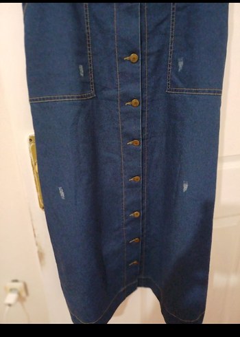 Kadın Kot Tulum, Kemerli, Uzun Boy - Görsel 3