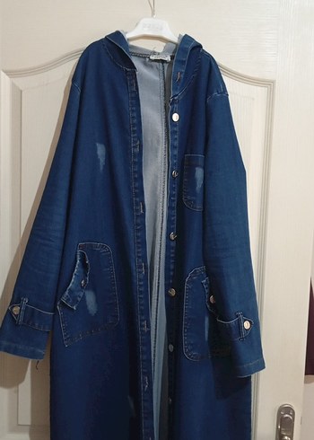 Diğer Koyu Mavi Denim Uzun Kap