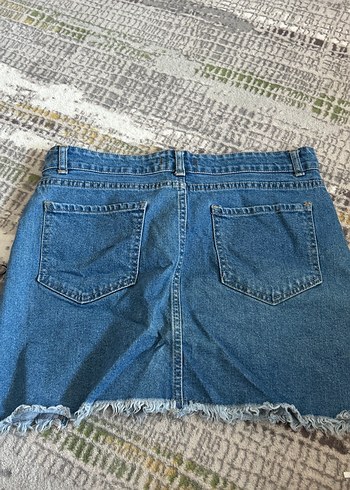 40 Beden Düğmeli Mavi Denim Mini Etek