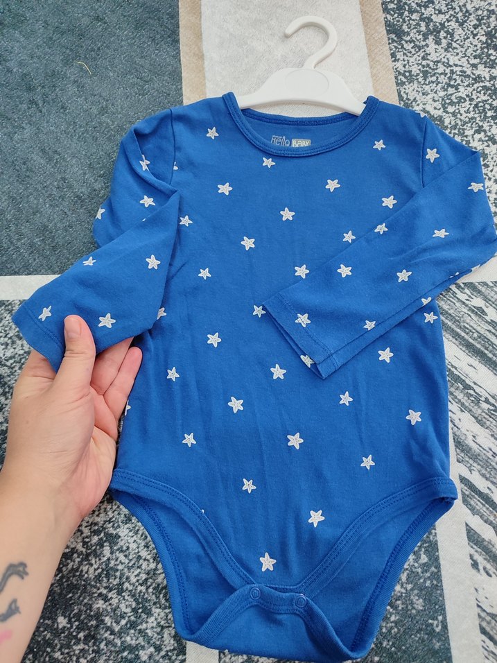 Uzun Kollu Mavi Bebek Body - Görsel 3