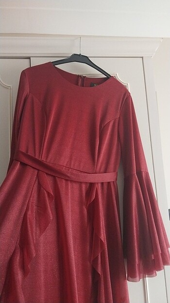 40 Beden bordo Renk Simli elbise 