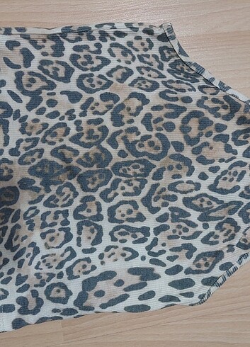 38 Beden Leopar desenli crop